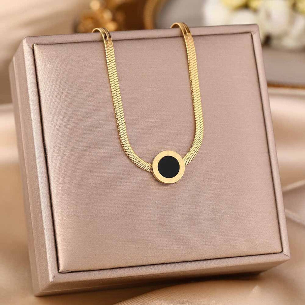 (HHH) A full-body titanium steel necklace, a fashionable and personalized 18K gold electroplated collarbone chain accessory for women