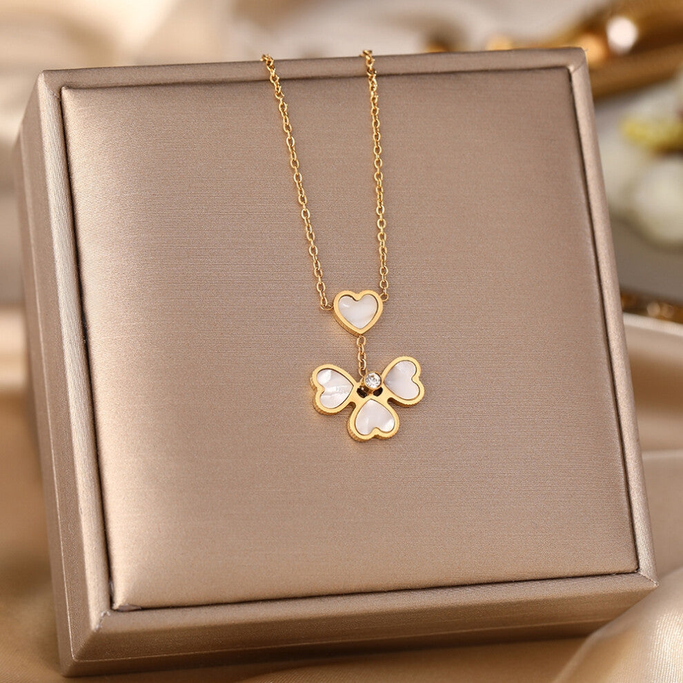 (LLL) A full-body titanium steel necklace, a fashionable and personalized 18K gold electroplated collarbone chain accessory for women