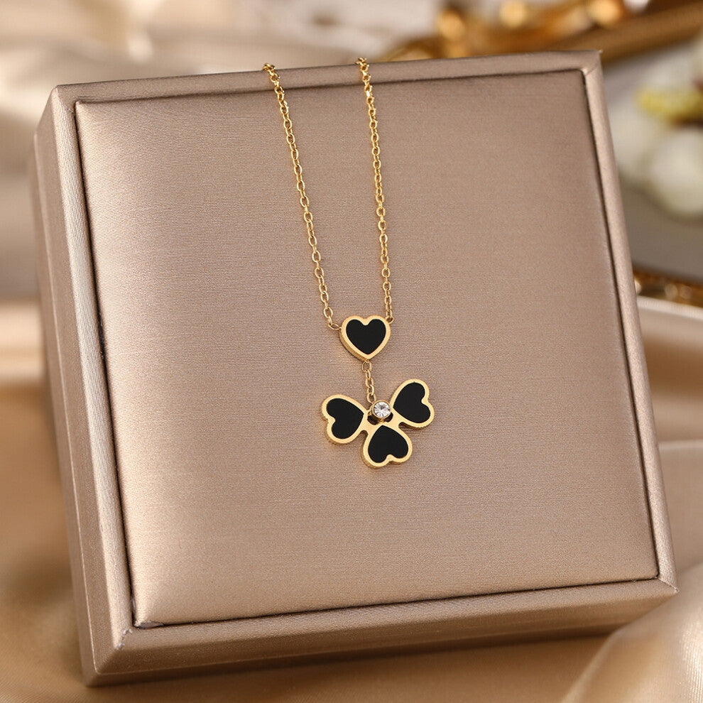 (MMM) A full-body titanium steel necklace, a fashionable and personalized 18K gold electroplated collarbone chain accessory for women