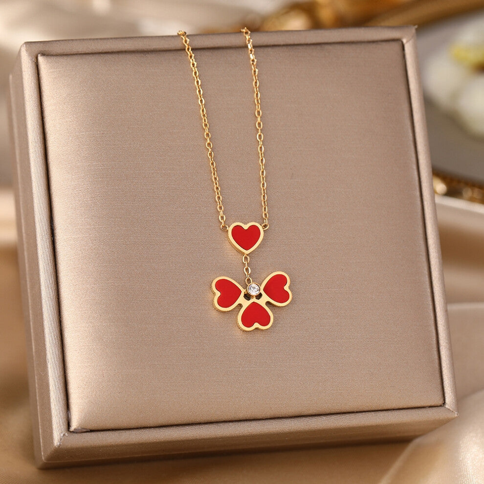 (NNN) A full-body titanium steel necklace, a fashionable and personalized 18K gold electroplated collarbone chain accessory for women