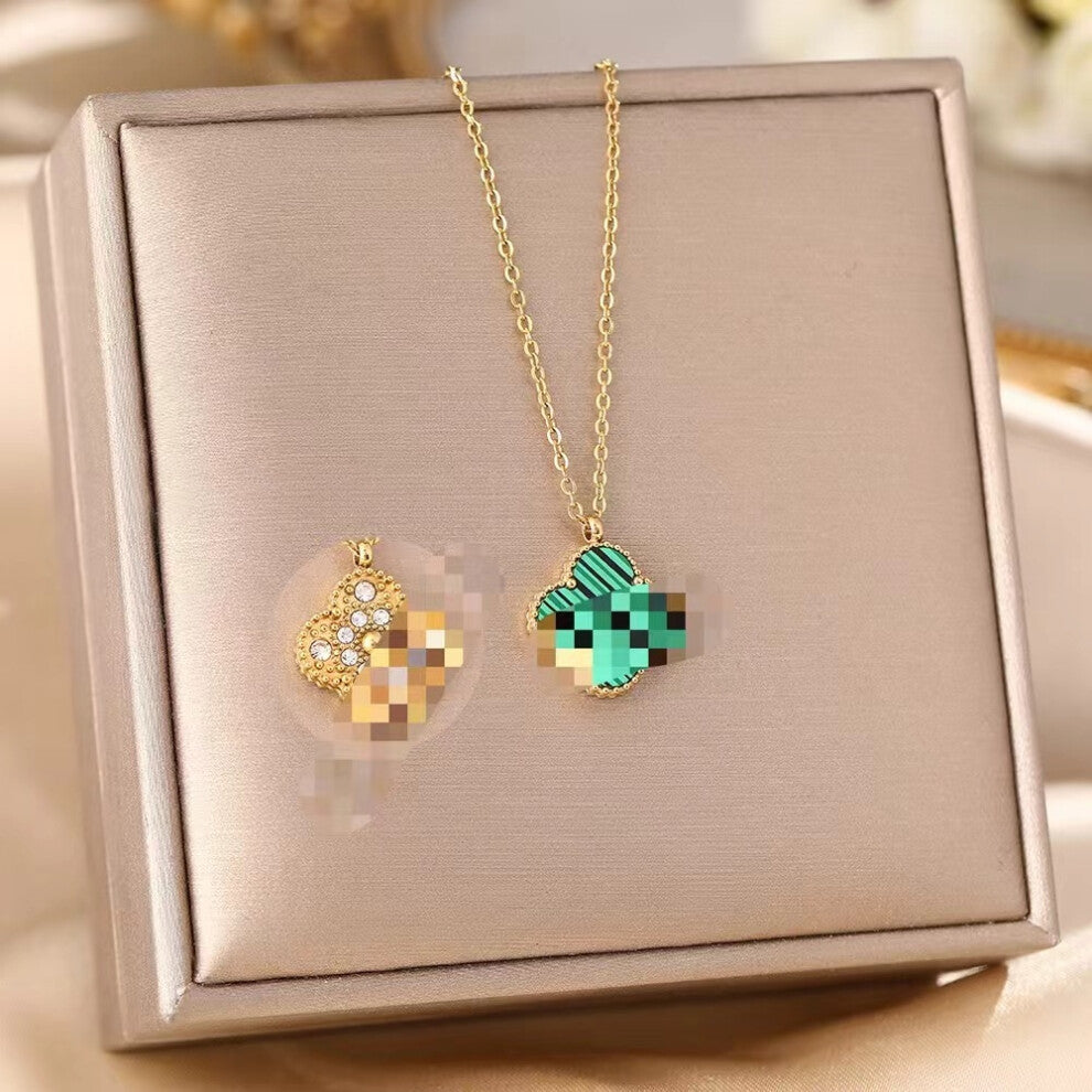 (IIII) A full-body titanium steel necklace, a fashionable and personalized 18K gold electroplated collarbone chain accessory for women