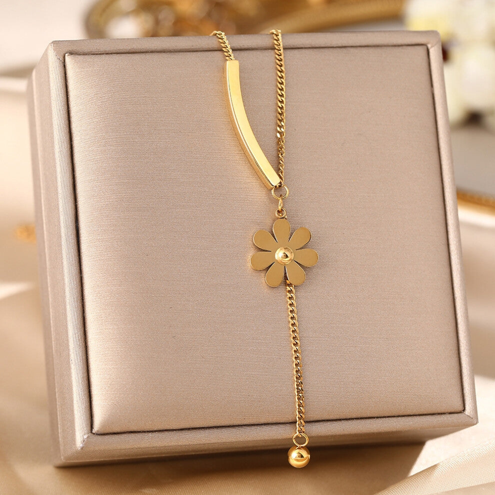 (JJJJ) A full-body titanium steel necklace, a fashionable and personalized 18K gold electroplated collarbone chain accessory for women