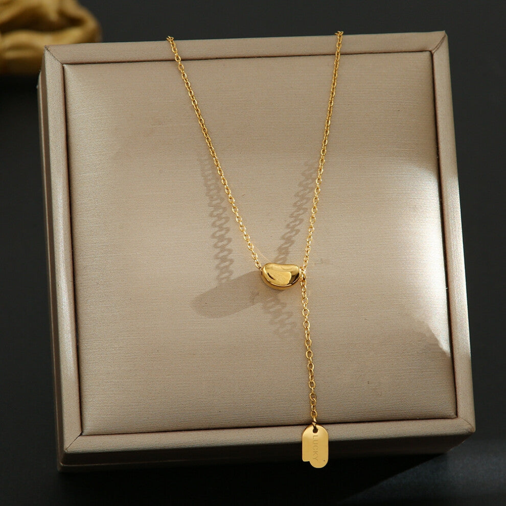 (TTTT) A full-body titanium steel necklace, a fashionable and personalized 18K gold electroplated collarbone chain accessory for women