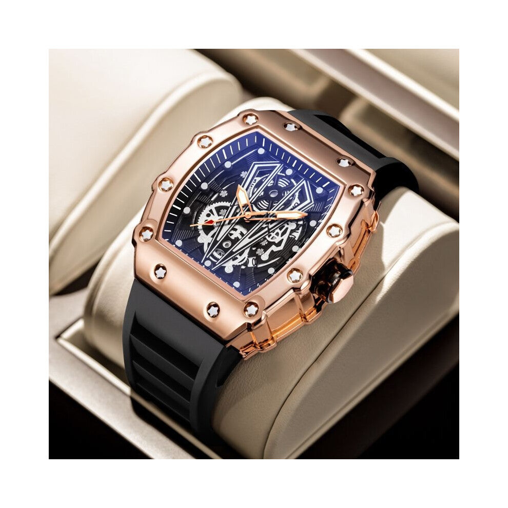 (808 cask rose gold) Quartz watches for men, square sports watches for men