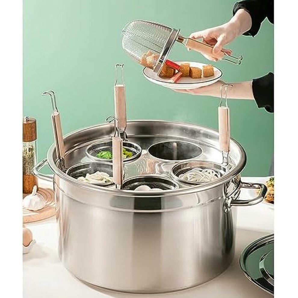 Paste Pots and Noodle Baskets Set with Stainless Steel Inserts for Cooking 3-4-5 Pasta and Meatballs with 4 Holes