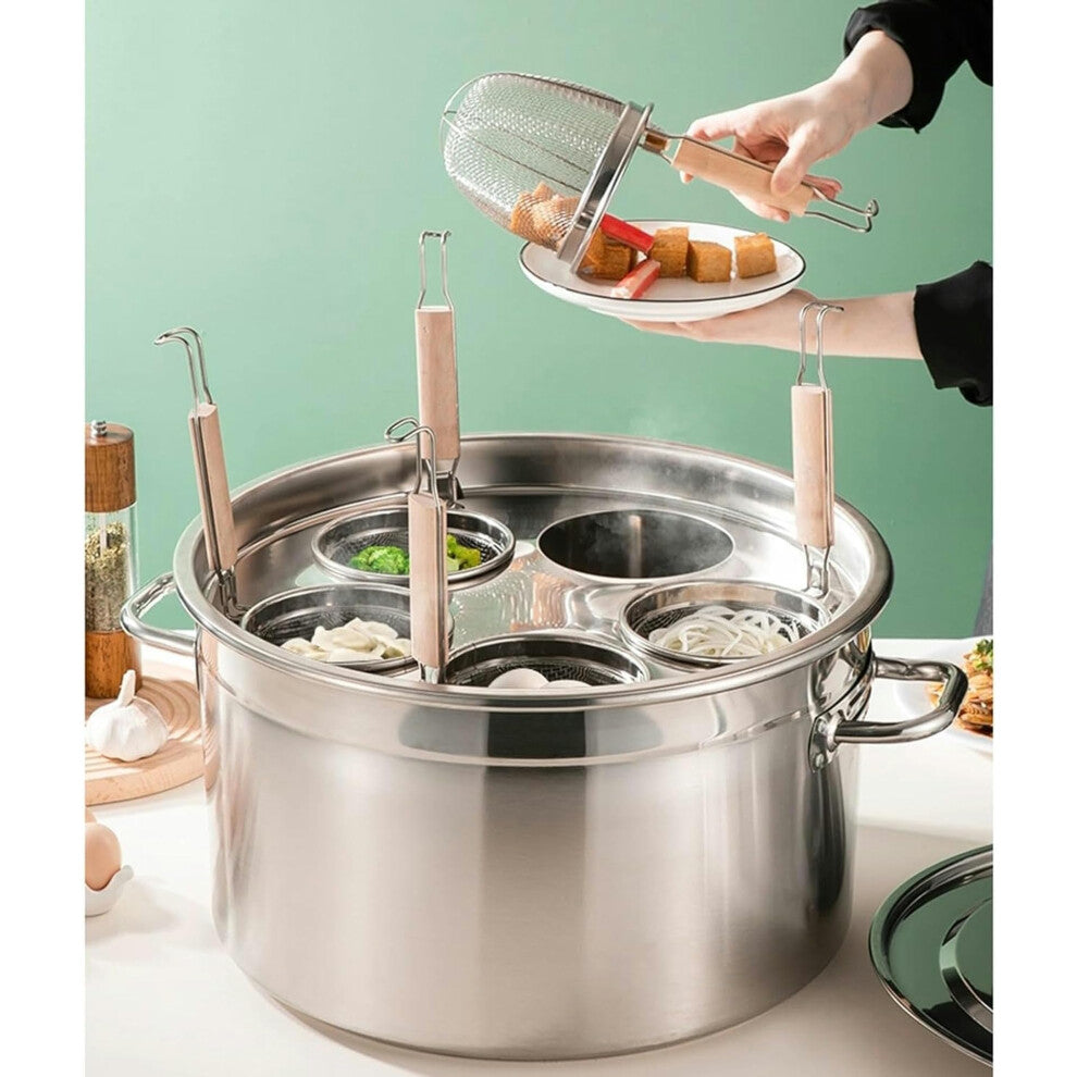 Stainless Steel Noodle Cooker Set with Strainer Basket – Easy Cooking, Steaming, and Draining for Pasta and Vegetables, 3 and 5 Holes