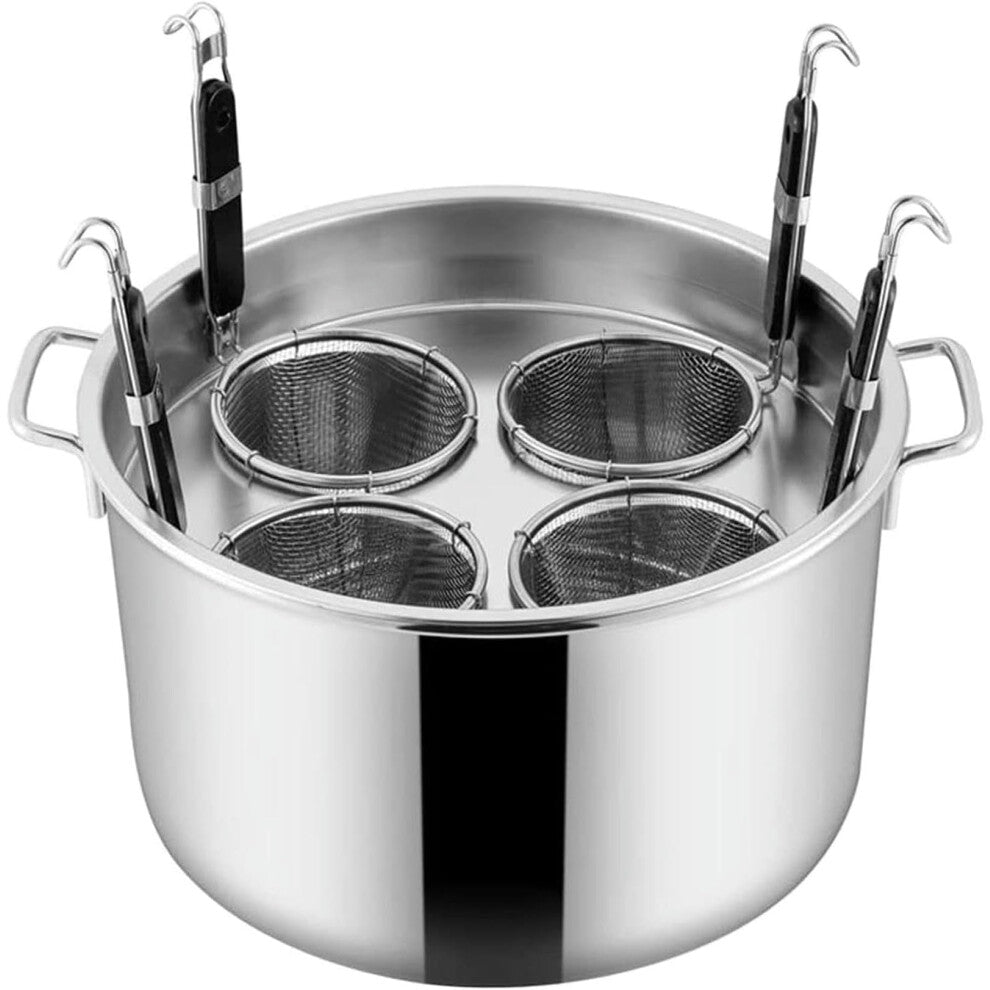 Stainless Steel Pasta Pot Noodle Cooker Insert Set with 3 Holes, Steamer Pot Soup Pot for Pasta and Vegetables Cookware with Colander