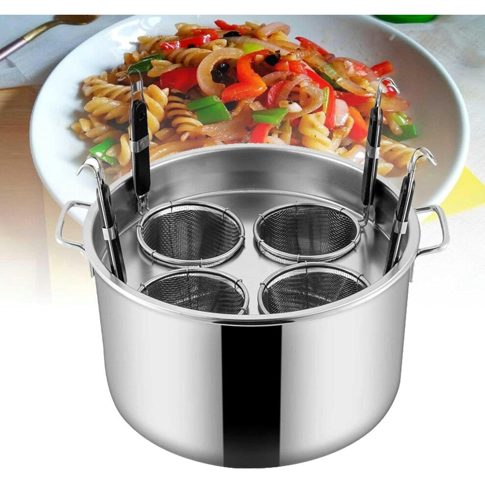 Pasta Pots Pasta Cooker Insert Set, 6 Quart Stainless Steel Pot with Strainer Basket for Spaghetti and Soup Cooking
