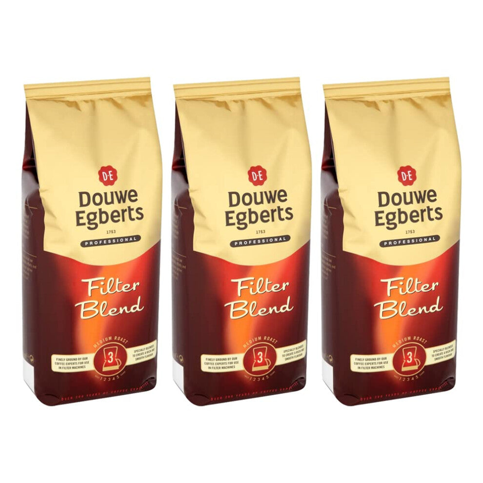 Douwe Egberts Professional Filter Blend Coffee 3KG French Press Cafetiere Ground Bag (3 x 1kg Bags)