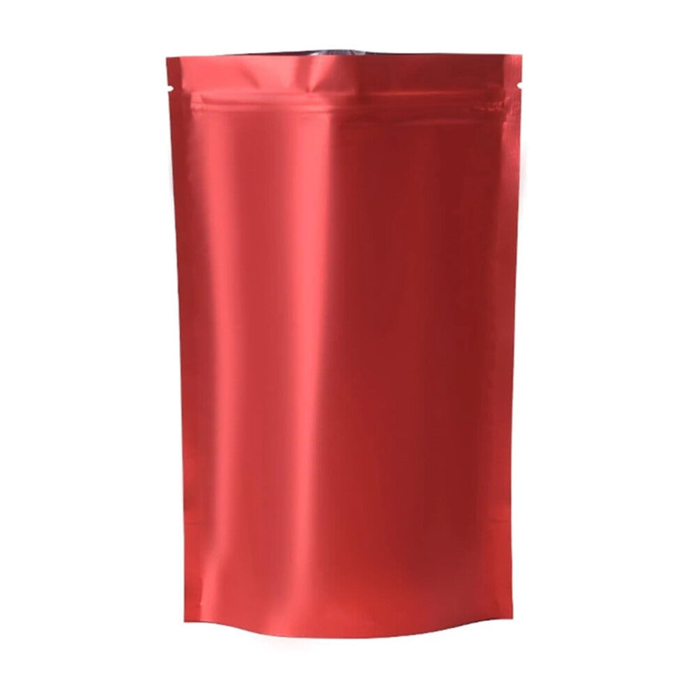 Flat Zip Lock Bags 100 Pack, 15x15x22cm Matte Mylar Film Stand Up Resealable Bags for Food Snacks Coffee Beans Red