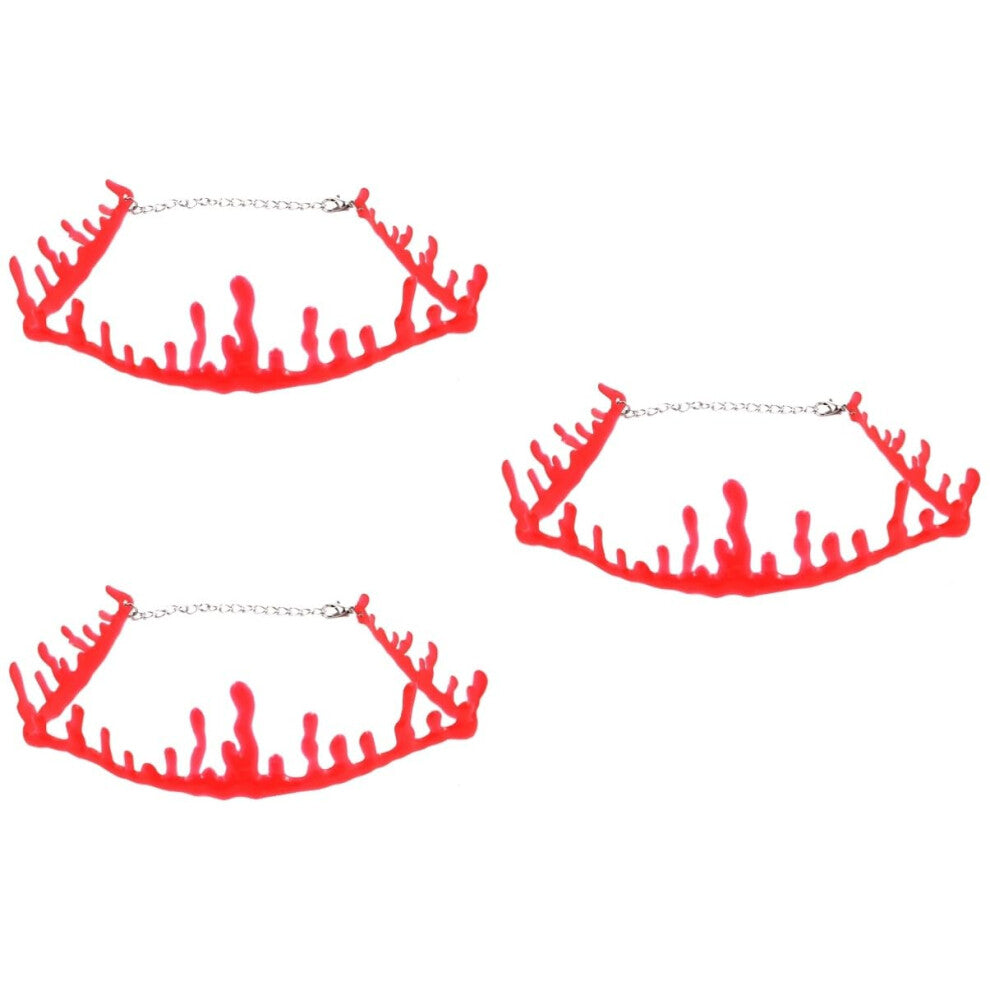 Jewellery Blutung Halloween Vampire Cosplay Accessories Red Plastic Necklace 36x4.2CM for Girls 3pcs Set