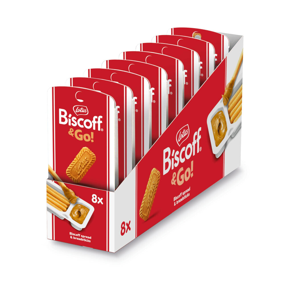 Biscoff & Go - Sweet Spread & breadstick Snack - Caramelised Biscuit Flavour - Vegan - No Colours or Added Flavours - 8x45g - 360g