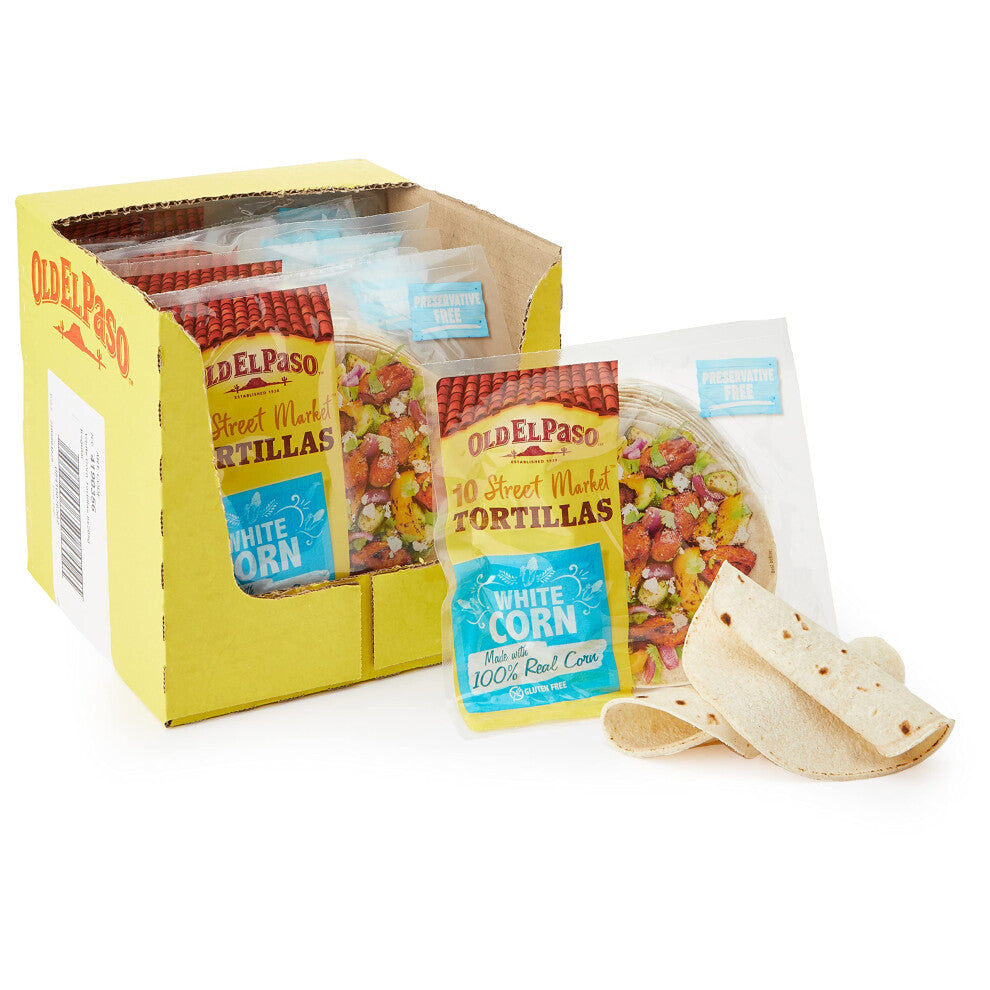 Old El Paso White Corn Gluten Free Tortilla Wraps 208g (Pack of 8)