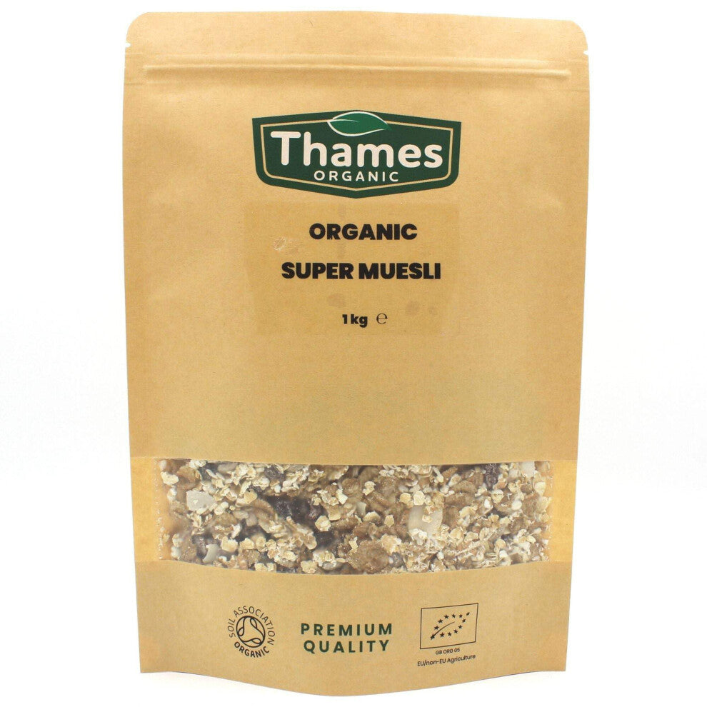Organic Super Muesli - No Additives, No Preservatives, A Blend of Dried Fruits Nuts & Seeds, Vegan, GMO-Free, Certified Organic - Perfect for