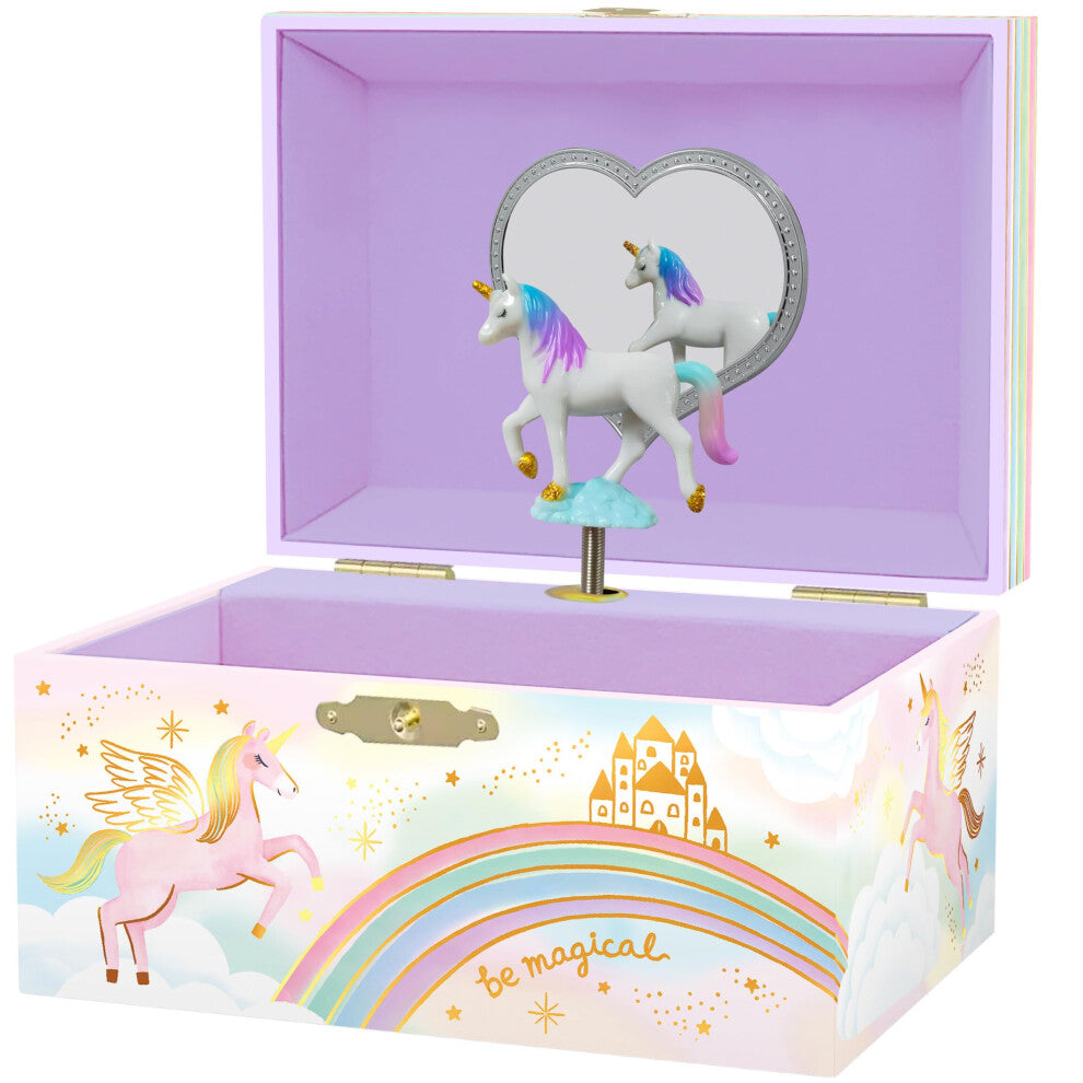 Giggle & Honey Musical Unicorn Jewellery Box for Girls - Childrens Music Box, Unicorn Gifts for Girls, Unicorn Toys, 15.2 x 11.8 x 8.9 cm