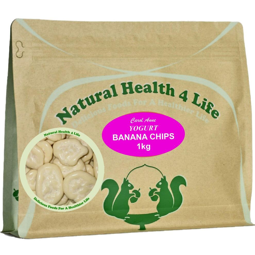 Natural Health 4 Life Carol Anne Confectionery Yogurt Banana Chips 1 kg in Resealable Pouch (1 Pouch)