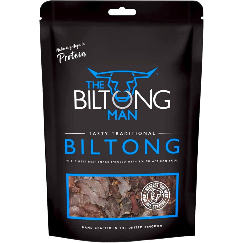 The Biltong Man | Tasty Traditional Lean Beef Biltong | Healthy High Protein Dried Beef Snack | 250g