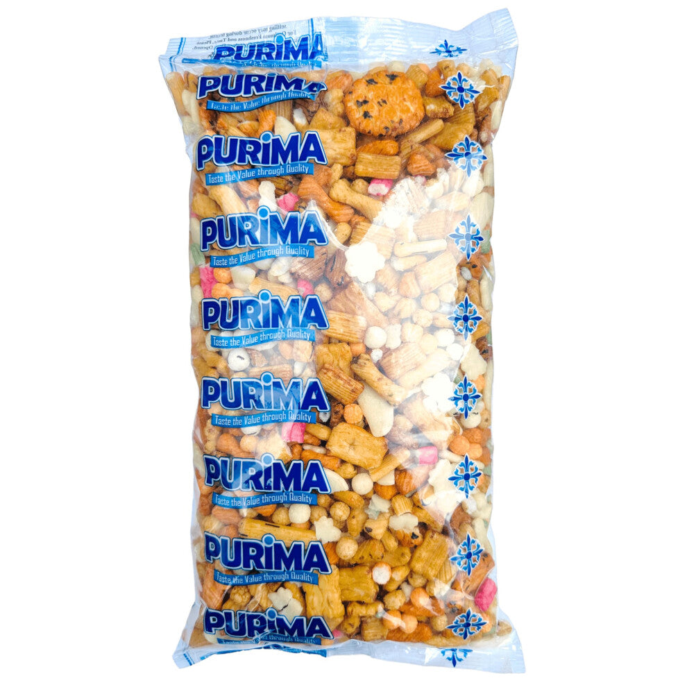 Japanese Rice Crackers 1kg - No Nuts or Coated Peanuts ? Mixture of Plain Soy Sauce Seaweed Sesame Flavoured Rice Cracker Senbei Snack Mix ? Large