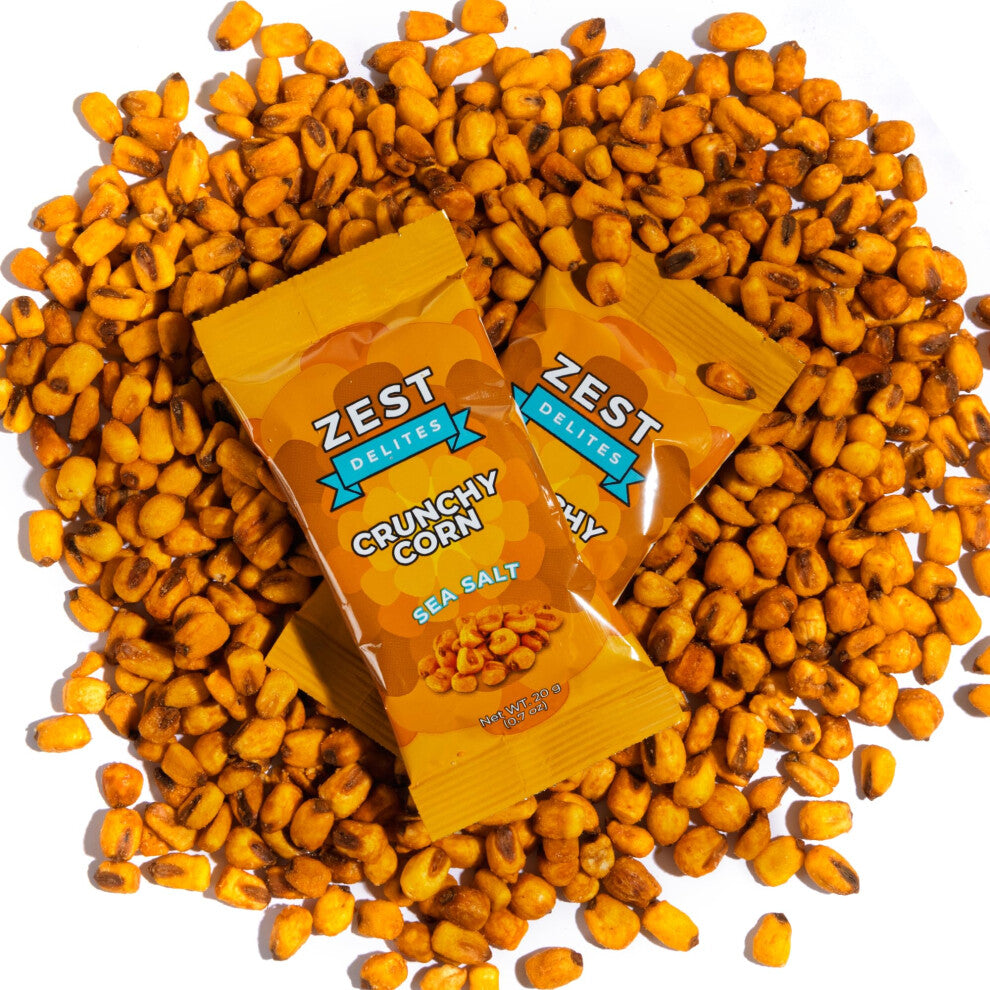 Crunchy Corn Snacks by Zest Delites, Sea Salt Roasted Corn, 20 g x 20 Packs, Healthy Snacks for Adults & Kids, Nuts-Like Crunch, Gluten Free, Vegan,