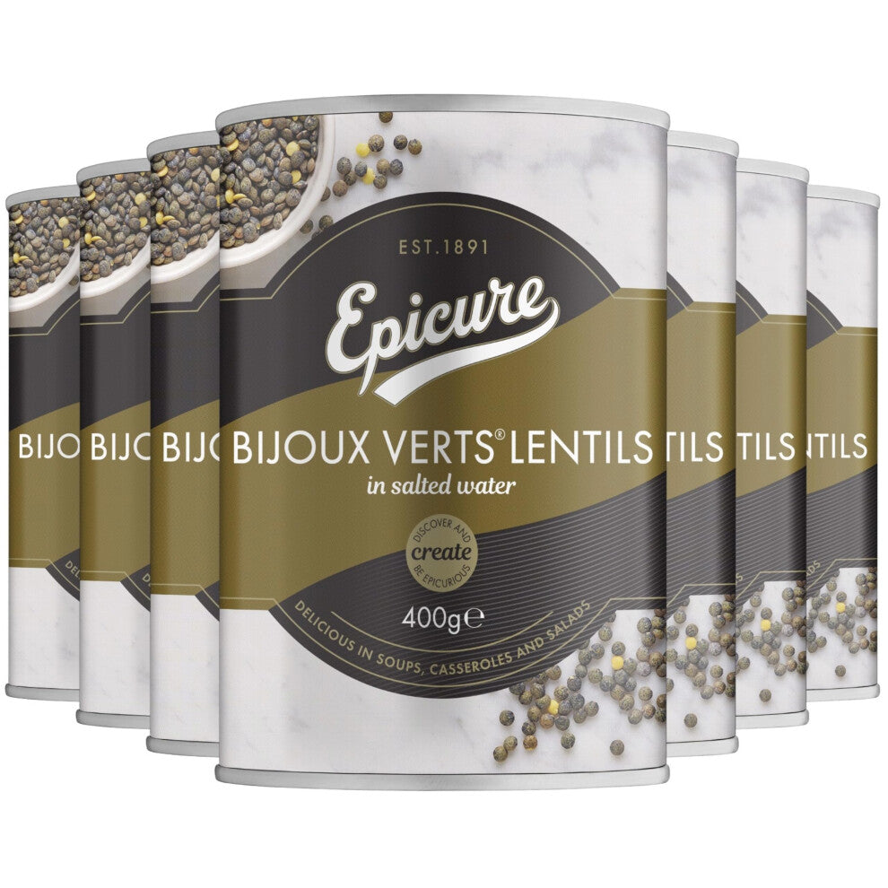 Epicure Tinned Bijoux Verts Lentils in Salted Water, 400 g (Pack of 12)