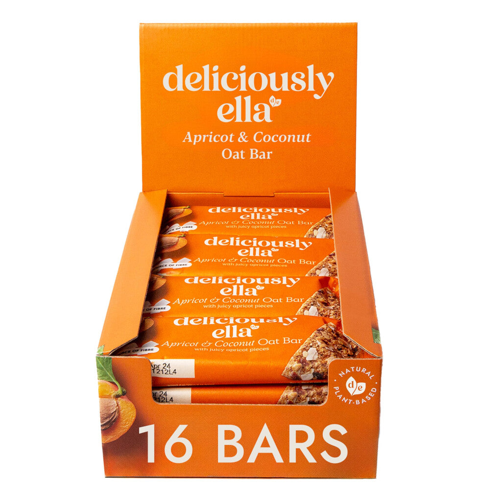 Deliciously Ella - Apricot & Coconut Oat Bar, Gluten-Free, Vegan Friendly, Healthy Snack, 50g (16 bars)
