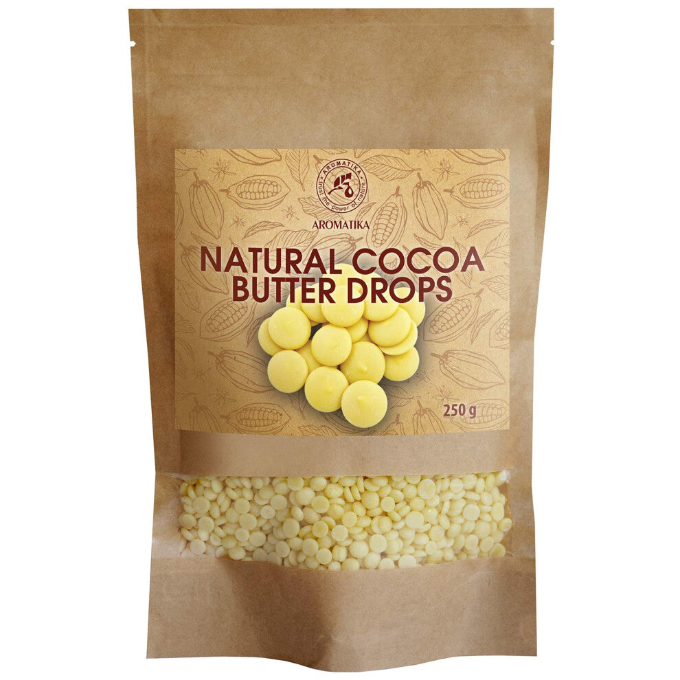 Cocoa Butter Drops 250g - Theobroma Cacao Butter - Cacao Nibs Food Grade - Superfood Rich in Antioxidants - Minerals and Vitamins - for all your