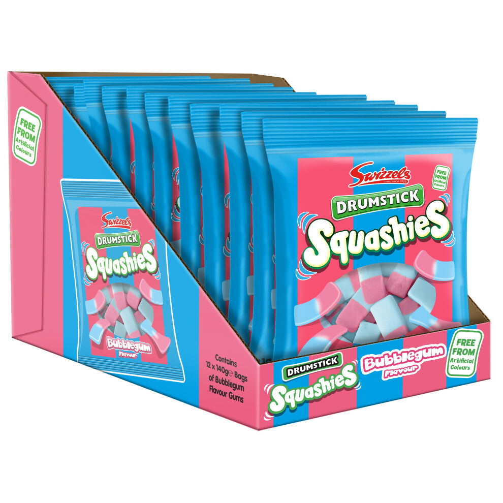 Swizzels Squashies Sweets - Bubblegum Flavour - Multipack (12 x 140g)