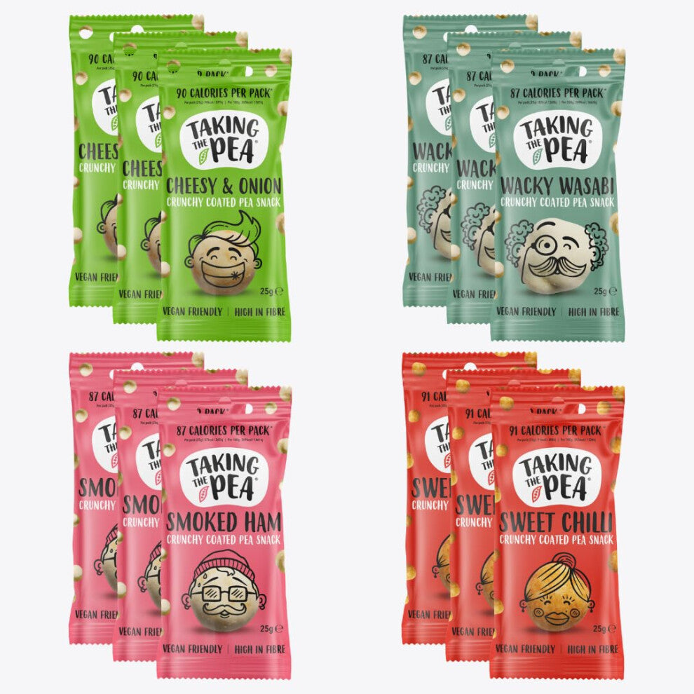 Taking The Pea Variety Pack (12x25g) | Delicious Crunchy Pea Snacks | High Protein, Vegan & Low Calorie | Packed With Vitamins & High in Fibre | Tasty