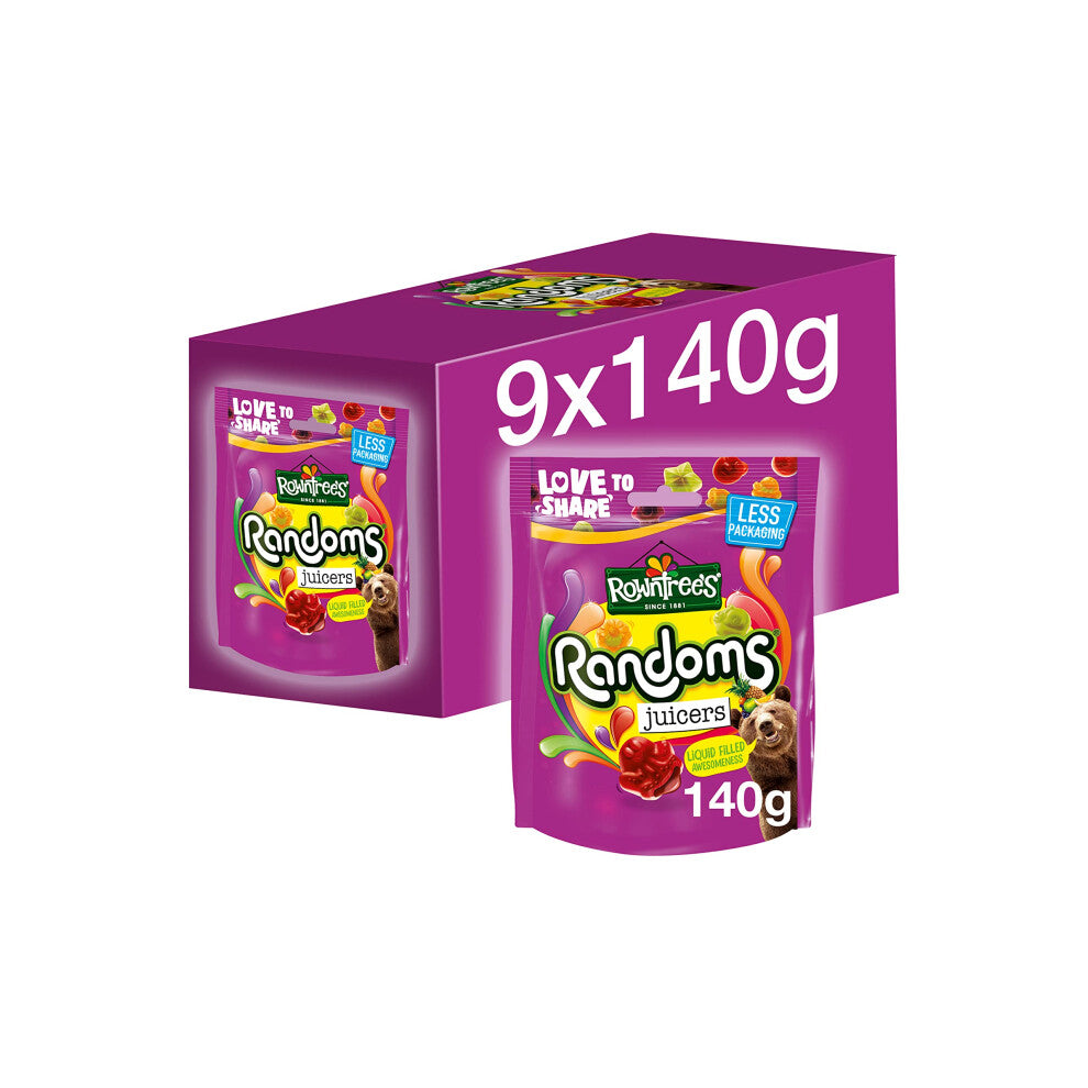 Rowntree's Randoms Juicers Sweets Sharing Bags, 9 x 140g (Packaging May Vary)