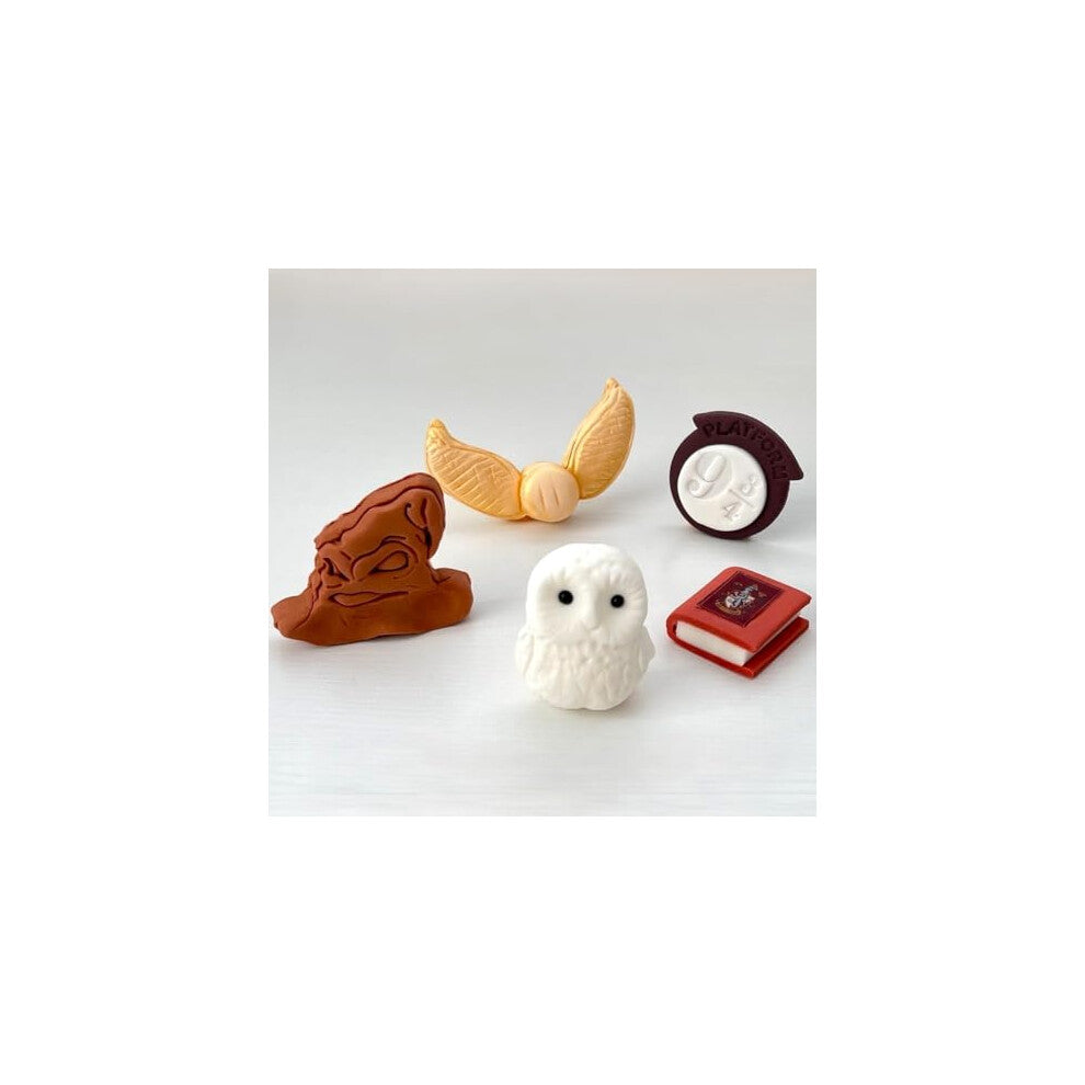 Harry Potter Cake Toppers Set - Kids Magical Wizard Birthday Cake Decoration Supplies - Hedwig Owl Snitch Hogwarts Notebook Snoring Hat Platform Badge