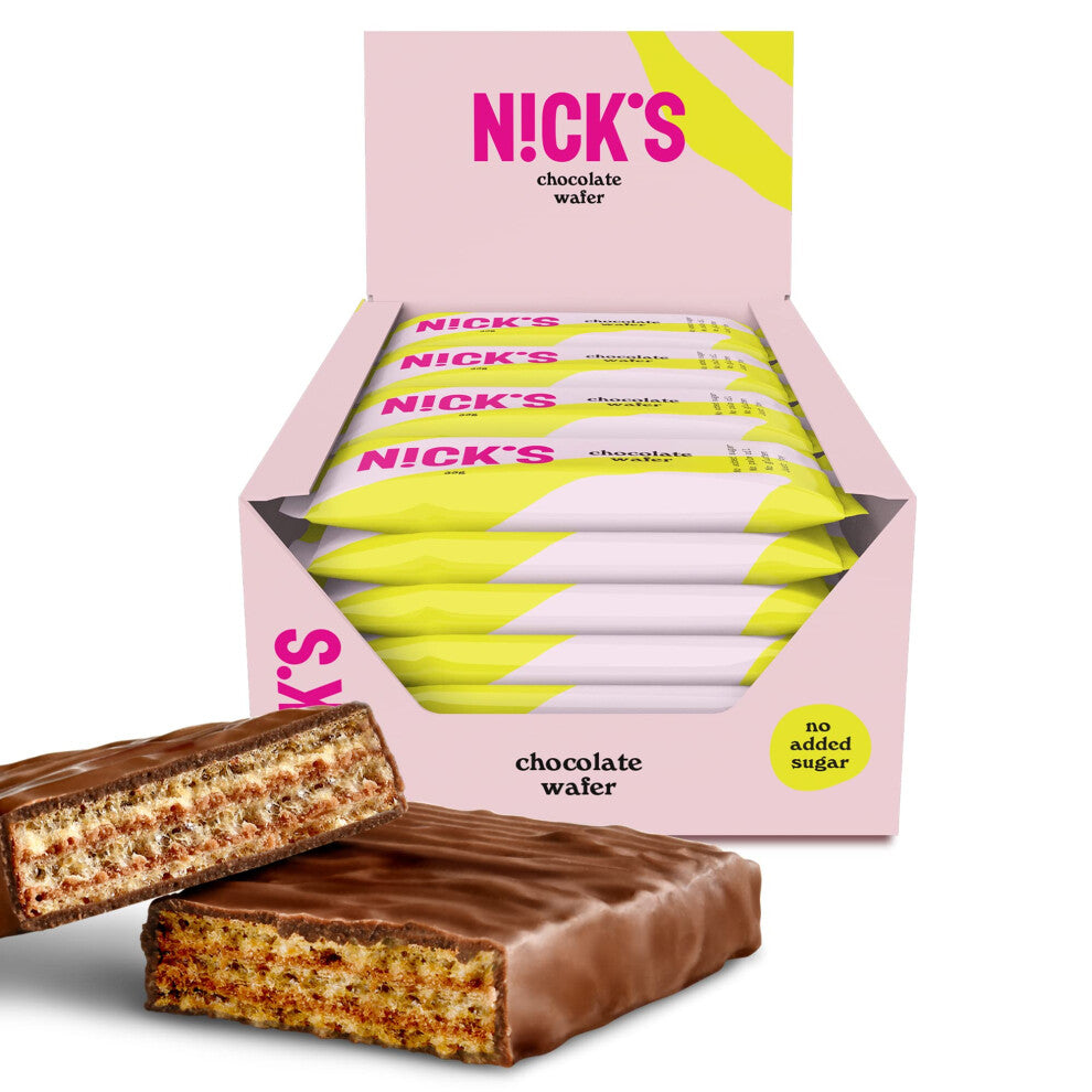 Nicks Chocolate Wafer Bars, Low Carb Biscuits Candy Snack Bar, 165 Calories, No Added Sugar Gluten Free Sweets (Multipack 24x35g)