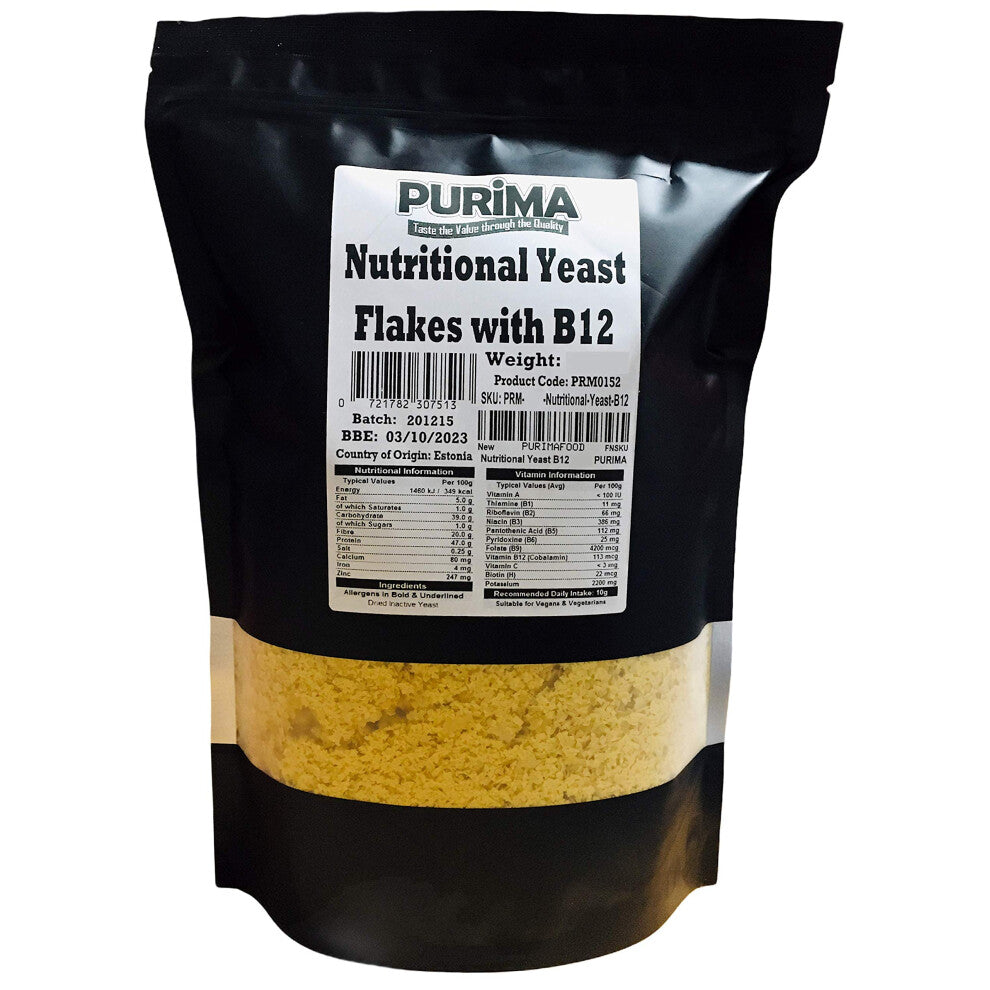 Nutritional Yeast Flakes 1kg - with B12 Vitamins Vegan Cheese Powder Alternative Dairy Free Flavouring - Cheesy Nutty Seasoning Savoury Flavour