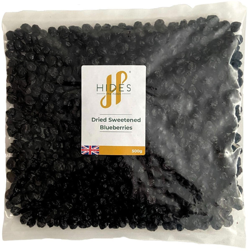 Hides Fine Foods - Dried Sweetened Blueberries 500g - Suitable for Vegetarians - Baking - Granola - Breakfast - Muffins - Snacking - Desserts -Great