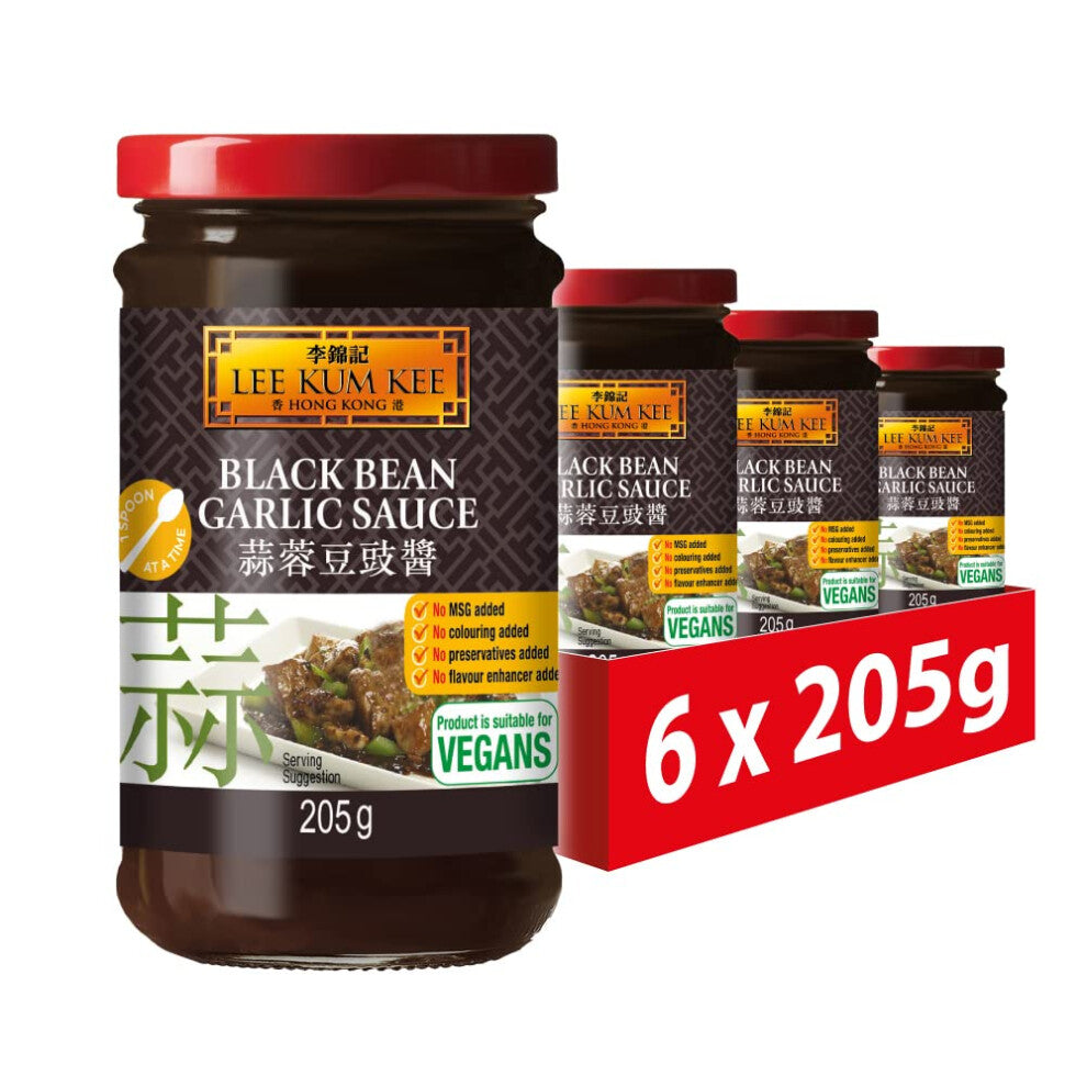 Lee Kum Kee Black Bean Garlic Sauce, Vegan, No Added Preservatives, 205 g (Pack of 6)