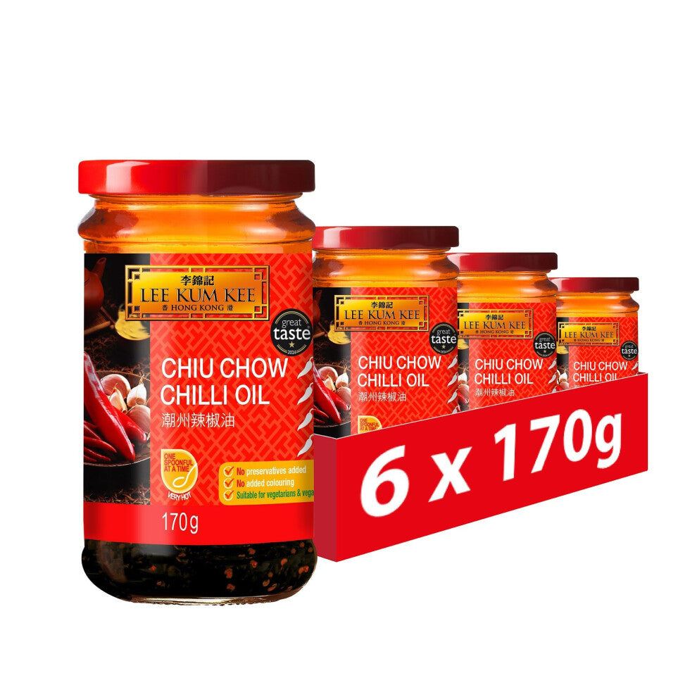 Lee Kum Kee Chiu Chow Chilli Oil Sauce, Vegan, 170 g (Pack of 6)