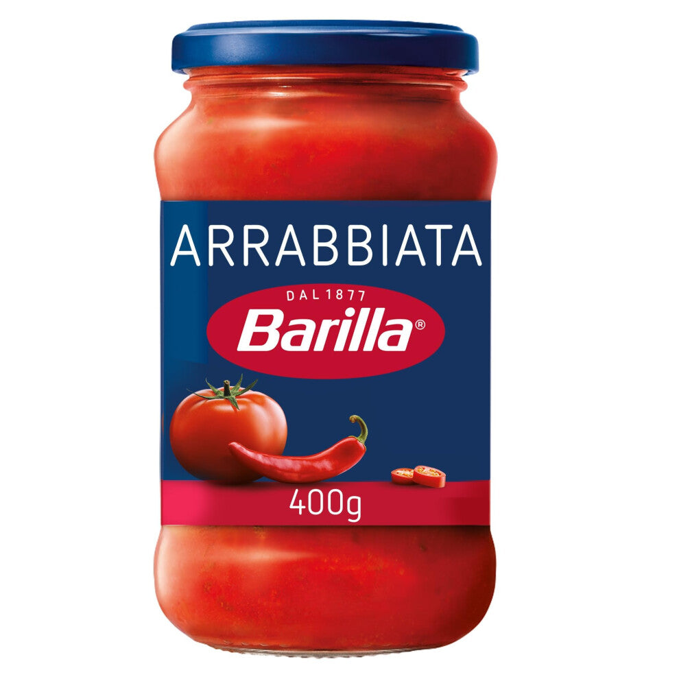 Barilla Arrabbiata Pasta Sauce with 100% Italian tomatoes, chilli and no added preservatives, Pack of 6 x 400g