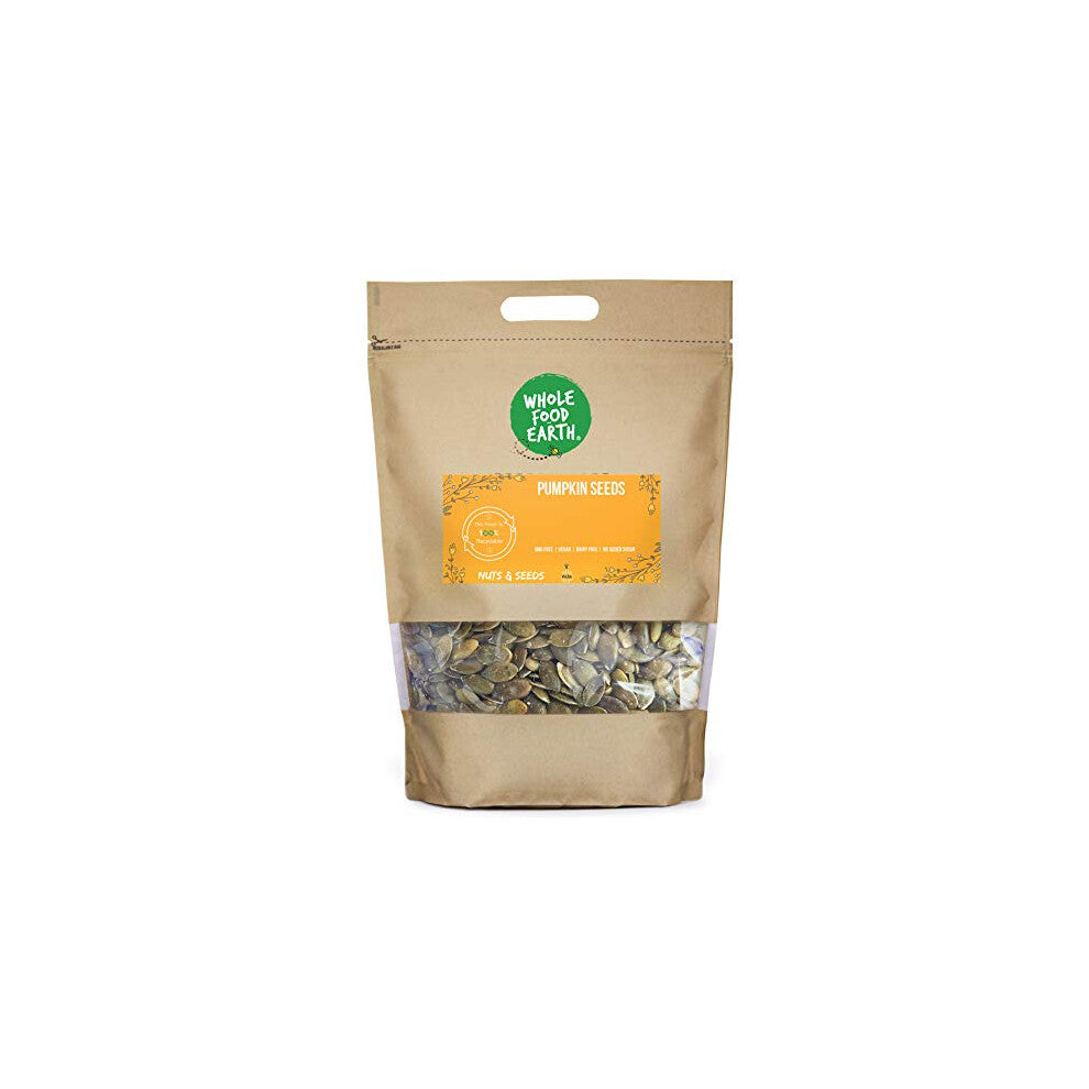 Wholefood Earth Pumpkin Seeds 1 kg | GMO Free | Natural | Source of Fibre | Source of Protein