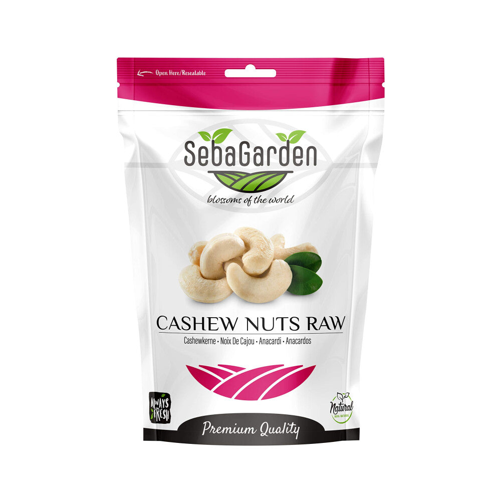Seba Garden Raw Whole Cashews - Packed Fresh in Resealble Bag - Healthy Protein Food, All Natural, Keto Friendly, Vegan, Gluten Free (1 Kg)
