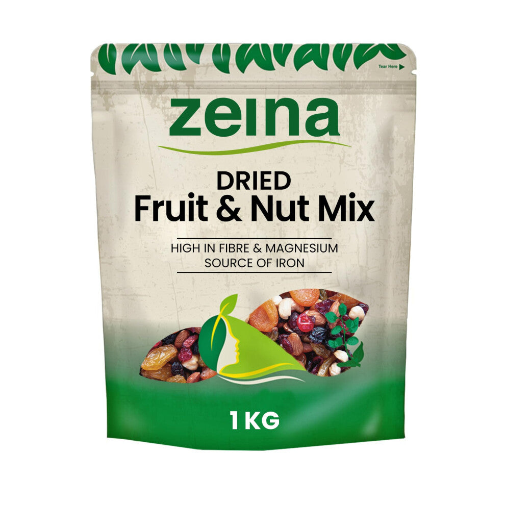 Zeina Succulent Dried Fruit and Nut Mix (1Kg) - Premium Quality Healthy Snacks with Jumbo Flame Raisins, Apricots, Cranberries, Almonds, Cashews and