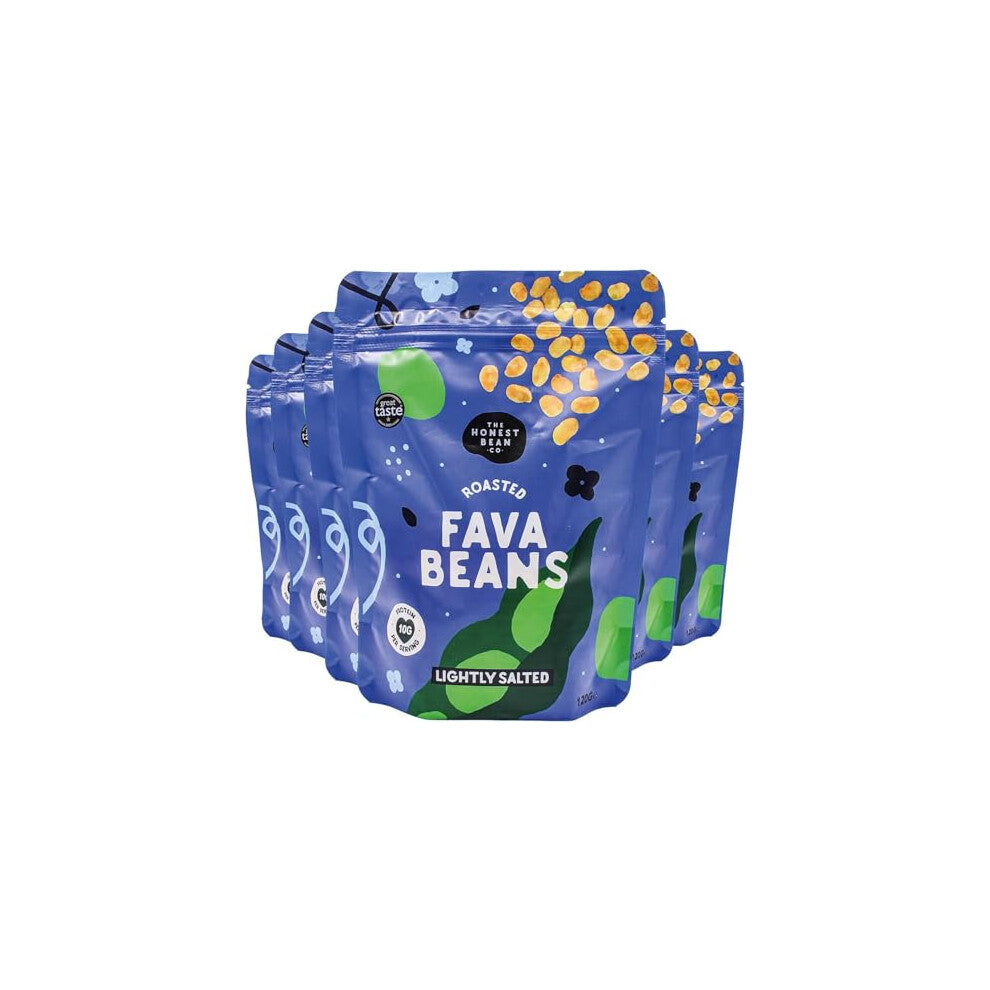 The Honest Bean Co Roasted Fava Bean Lightly Salted, High Protein Vegan Snack, 120 g Bag (Pack of 6)