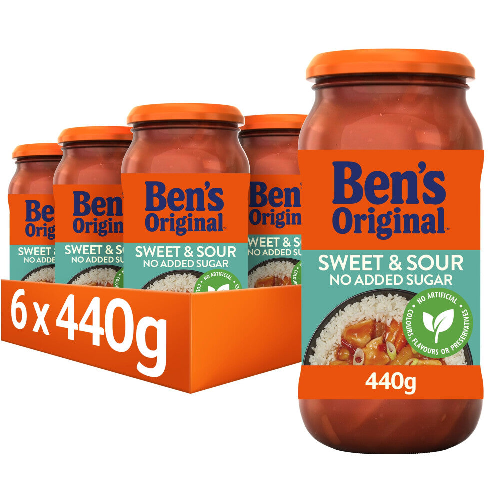 Ben's Original Sweet and Sour No Added Sugar Sauce Jar, Bulk Multipack 6 x 440g