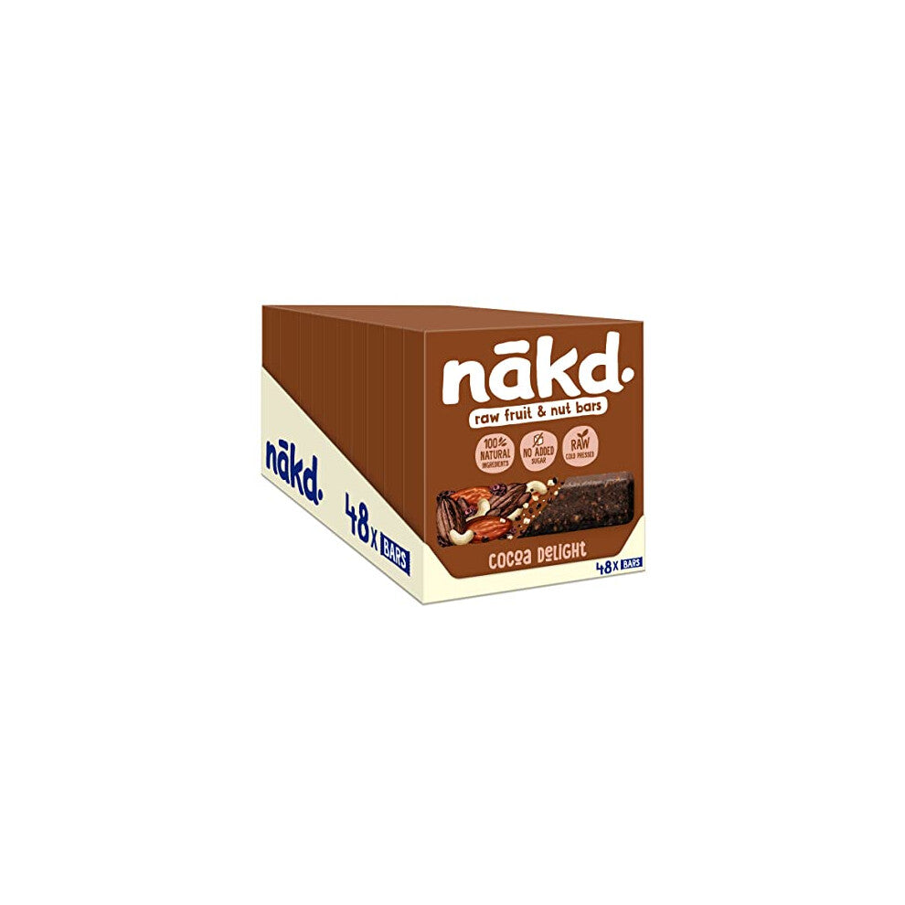 Nakd Cocoa Delight Natural Fruit & Nut Bars - Vegan - Healthy Snack - Gluten Free - 35g x 48 bars