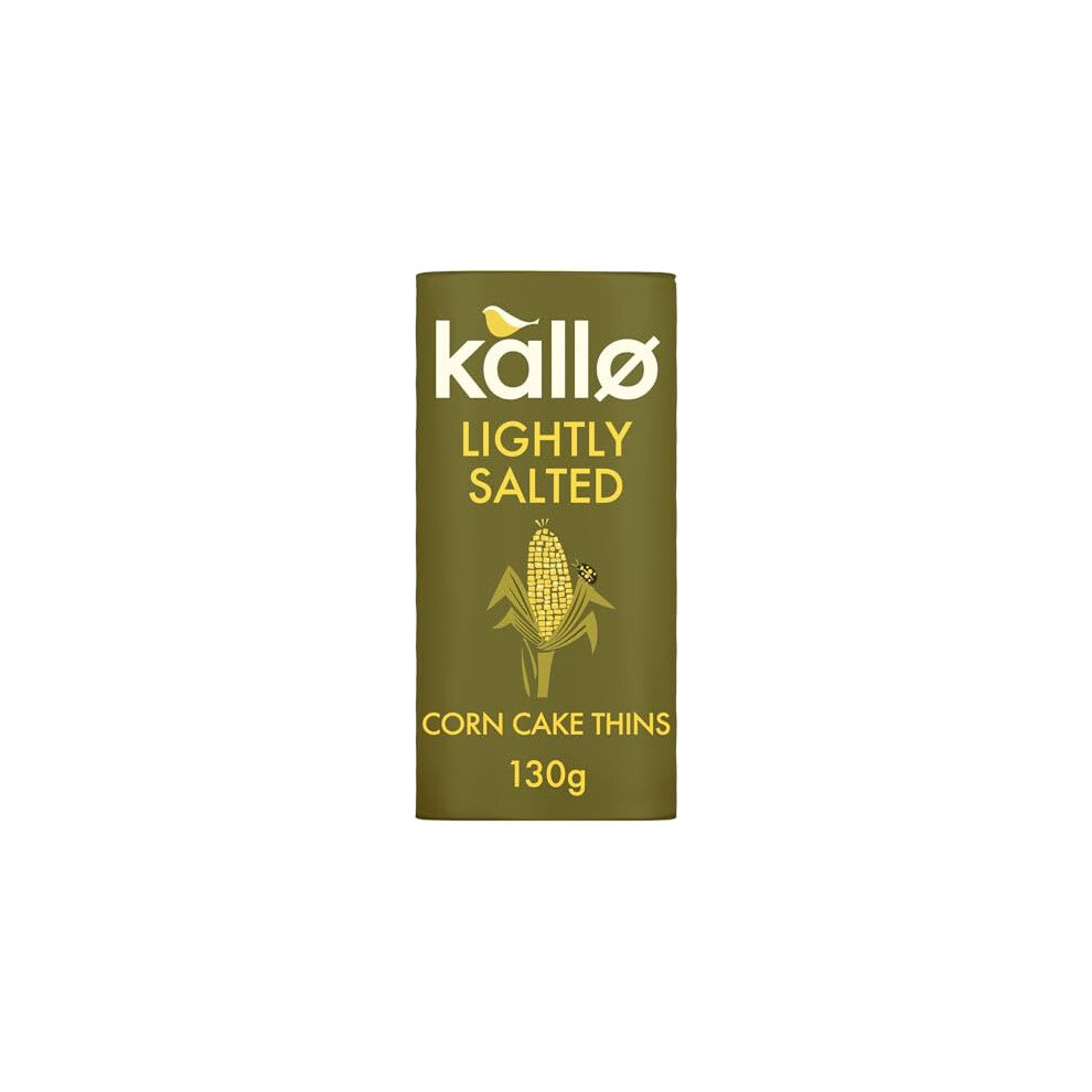 Kallo Organic Corn Cake Thins, Wholegrain Lightly Salted Slices, Low Fat Healthy Snacks, Vegan Friendly, Gluten Free & Sugar Free with No Artificial