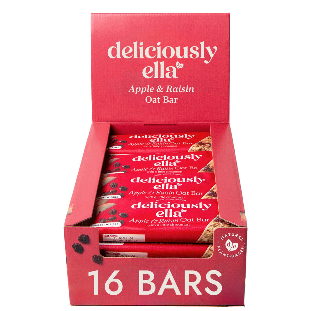 Deliciously Ella Apple and Raisin Oat Bar (16 bars) - Natural Ingredients - Breakfast Bar - Vegan - Healthy Snack - Gluten Free - (50g x 16 snack