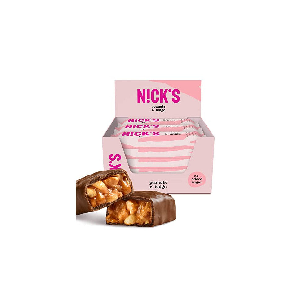NICKS Peanuts n fudge Keto Chocolate Bars No Added Sugar 175 Calories, 3.9 Net carbs, Gluten Free Sweets Low carb Candy Snack Bar (Multipack 15x40g)
