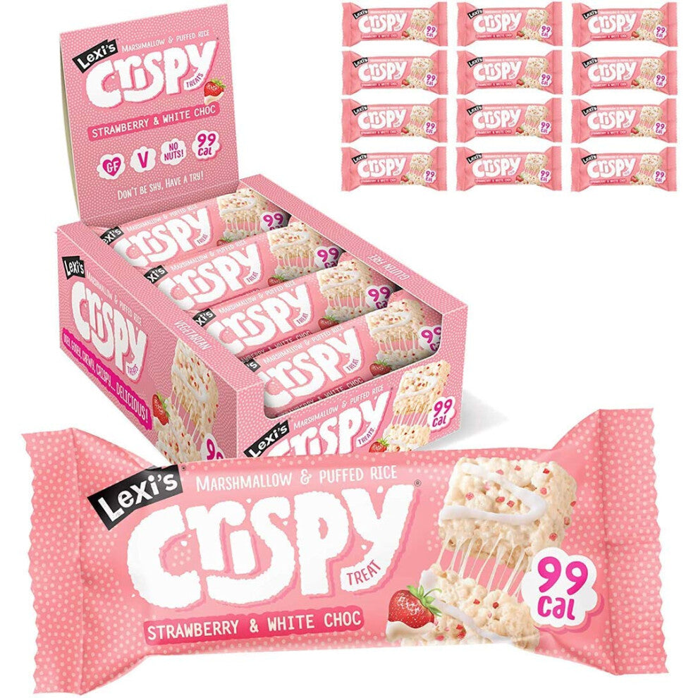Lexi?s? 99 Calorie Strawberry Crispy Treat Bars | Less than 100 Calories! | Gluten Free, Low Fat, Healthy Snacks | Vegetarian | Dairy Free, Nut Free |