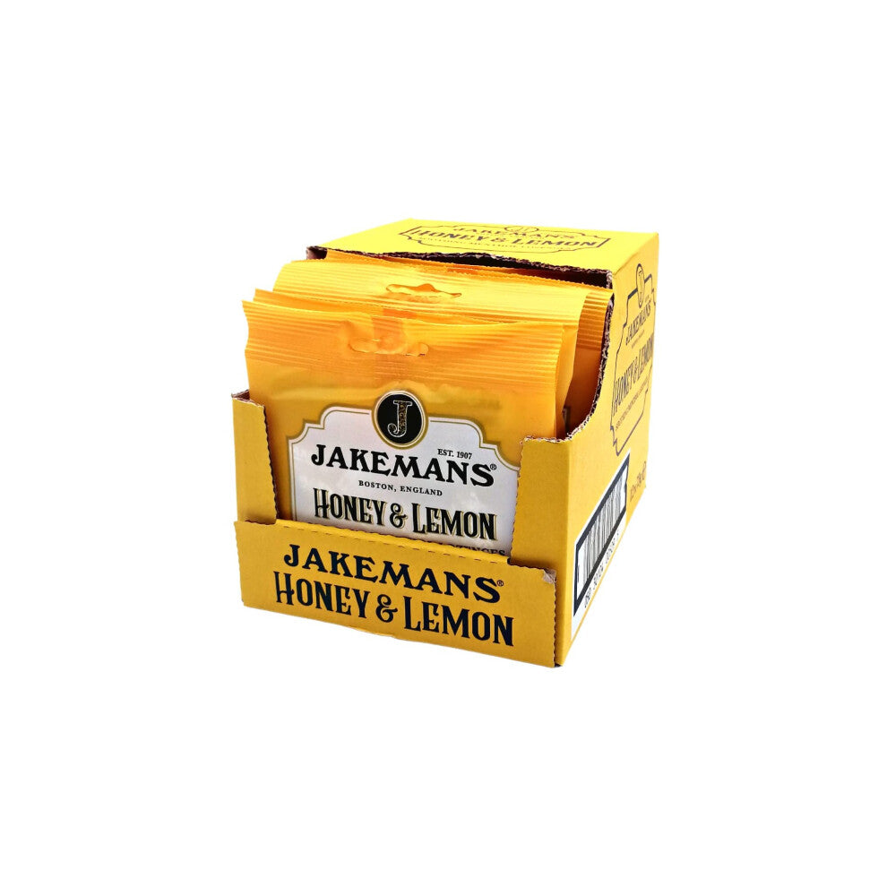 Jakemans Honey & Lemon 73g - Pack of 12 - Soothing Menthol Lozenges - Suitable for Vegetarians, Yellow