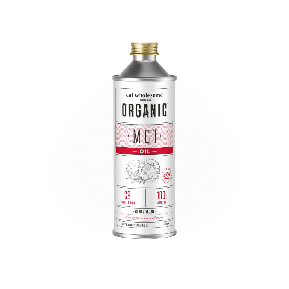 Eat Wholesome Organic MCT Oil, High C8 & C10,100% Coconut, 500 ml, CO2 Neutral, for Coffees, Salads & Smoothies - Packaging May Vary