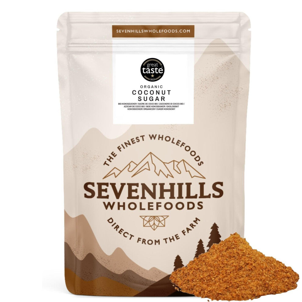 Organic Coconut Sugar 1.8kg, from Coconut Nectar Blossom - Low GI Brown Sugar, for Drinks, Desserts & Baking, from Sevenhills Wholefoods