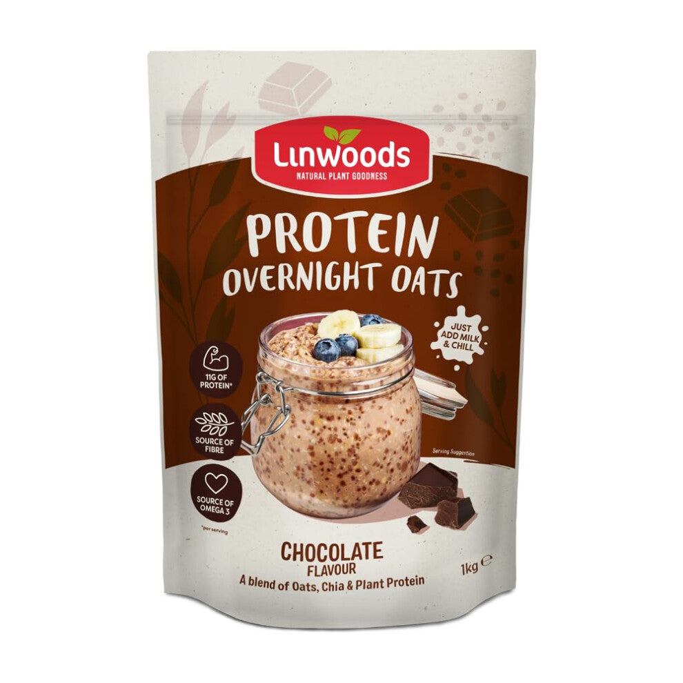 Linwoods Chocolate Protein Overnight Oats | 1kg Porridge Oats | Healthy Breakfast Food | Vegan Friendly & Gluten Free